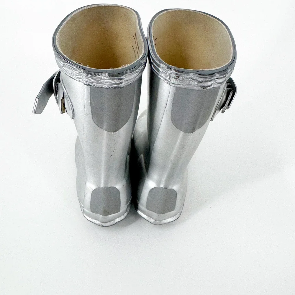 Hunter Original Kids Metal Rain Boots Silver Metallic Waterproof Size 9 Toddler